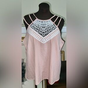 SHEIN LUNE 2XL Dusty Blush Pink Lace Trim Bodice -A-Line